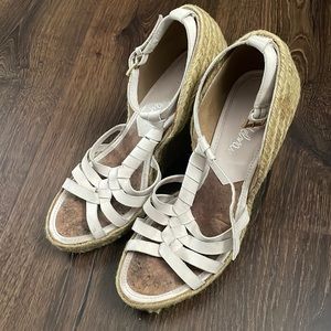 San Edelman white espadrille wedges. Leather Sandals. Size 9.5